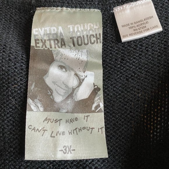 Extra Touch Womens Vtg. Black Acrylic Sweater Size 3X Dark Academia Goth Witchy - Picture 3 of 10